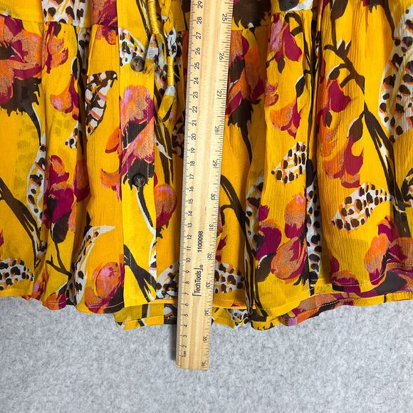 A.L.C. Yellow Floral Jen Silk Long Sleeve Mini Dress Size 0 - Picture 7 of 9